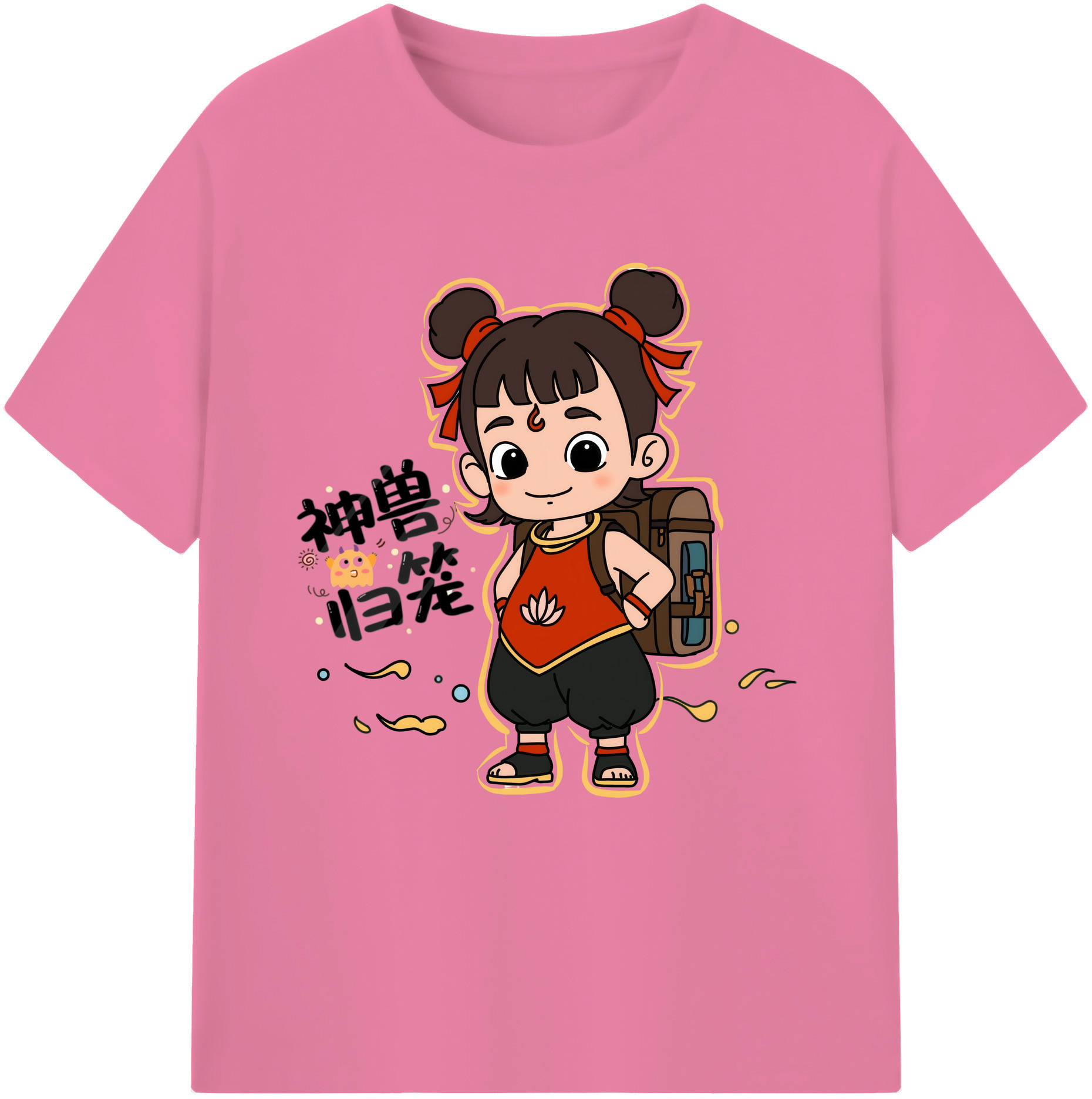（画像用） Ne Zha 2 ナタ 魔童の大暴れ 綿100％半袖Tシャツ（フロントプリント）